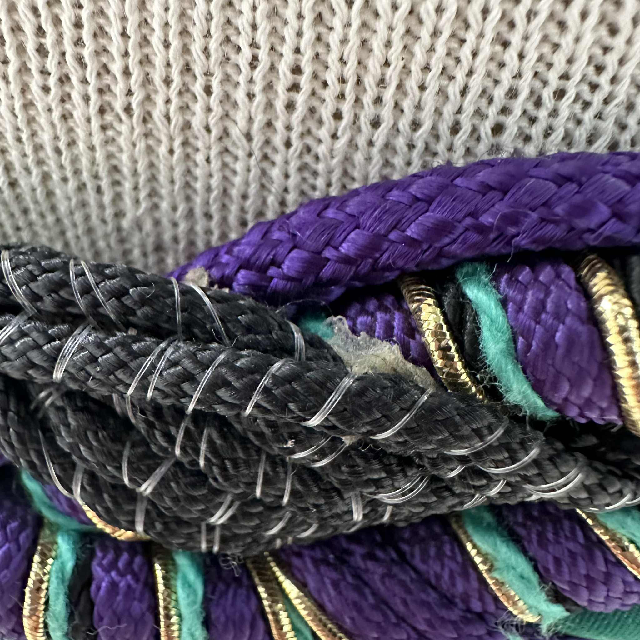 80s Gutos Braided Rope Belt, Vtg Colorblock Corded Waist 