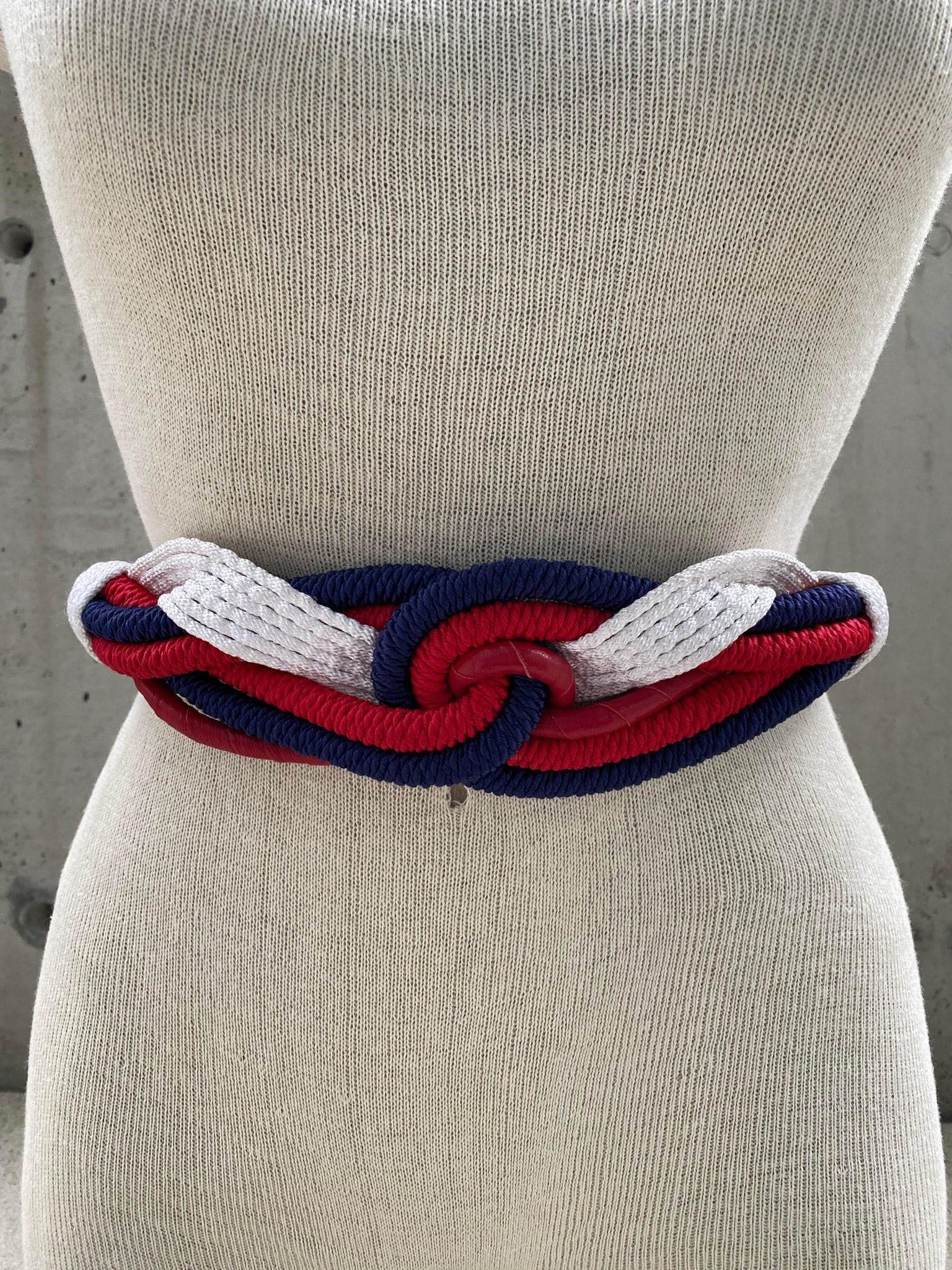 Gutos W Germany 1980s Vintage Art Nouveau waist belt, metal buckle,rope detail 70s Gutos W Germany Rope Belt, Gutos Modele Depose, Vintage  main image 3