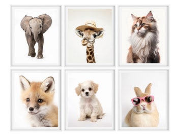 Nursery Decor Print | Instant Download | Cute Animals Wall Art | Nursery Decor 03 | Cute Animals | Printable Wall Art | Set of 6 Prints