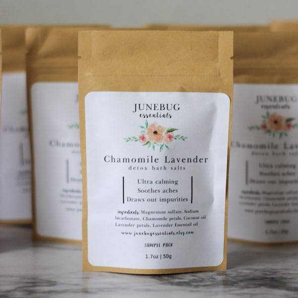 Chamomile Lavender Detox Bath Salts // relax, soothe sore muscles, and draw out impurities