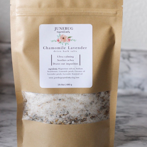 Chamomile Lavender Detox Bath Salts // large bag great for detoxing, relaxing, easing anxiety, and relieveing sore muscles child kid safe