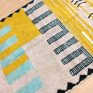 Area Handmade rug, Morrocan rug, Beniourain rug for living room, Handmade Wool rug, Custom moroccan rug, Berber Carpet, Pink and Yellow rug image 4