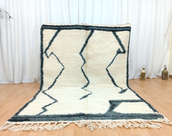 Handmade Wool Beni Ourain Rug, Moroccan Abstract Berber Rug