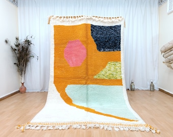 Handmade Moroccan Berber Wool Rug, Colorful Abstract Design