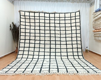 ALFOMBRA DE LANA GRANDE, alfombra marroquí hecha a mano de Beni Ourain, alfombras de área para la decoración del hogar, alfombra personalizada de tablero de ajedrez, alfombra cuadrada bereber para la sala de estar