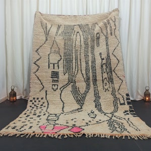 Artistic moroccan rug, Creamy Bohemian rug, Handmade rug for living room, Abstract beniourain berber carpet, Area custom rug, WoolTeppich