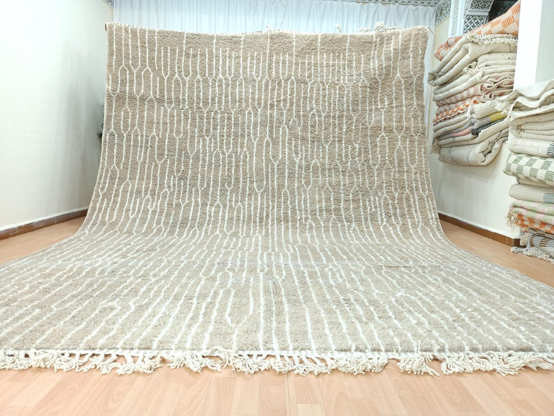 Custom Beige Wool Rug, Handmade Berber Moroccan Rug - Etsy