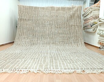 Alfombra de lana beige personalizada, alfombra bereber marroquí hecha a mano