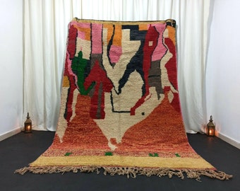 5x8 Handmade Colorful Moroccan Rug, Berber Abstract Wool Woven Rug