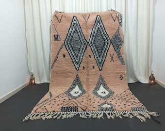 Handmade Peach Moroccan Berber Rug, Custom Beni Ourain Plush Carpet