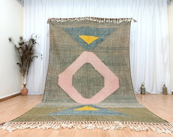 Area Kilim rug, Hand woven rug, Moroccan handmad rug flat, Wool bath mat, Handgefertigter teppich, Flat weave bathroom rug, Shabby Chic
