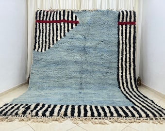 Tappeto fatto a mano turchese, tappeto marocchino personalizzato, tappeto berbero, tappeti Beni Ourain, tappeto marocchino, tappeto bianco, Handgefertigter Teppich