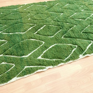 Green Moroccan Rug, Handmade Berber Carpet, Custom Size image 5