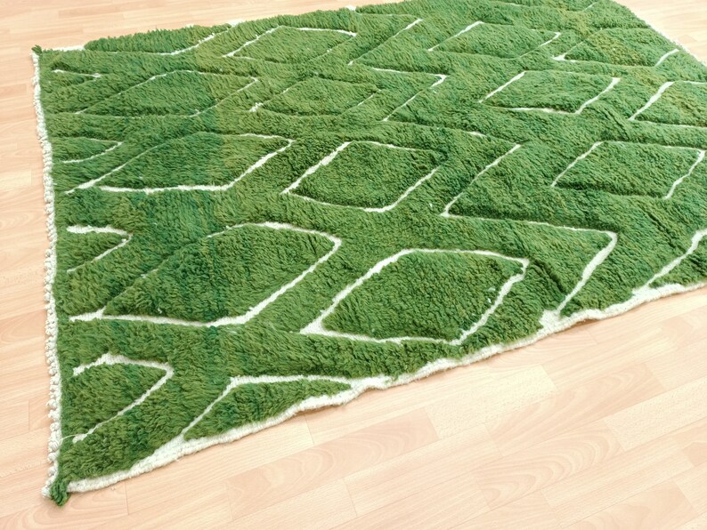 Green Moroccan Rug, Handmade Berber Carpet, Custom Size image 5