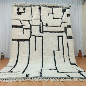 Beni Ourain Tufted rug, Marokkanischer Teppich, Schwarz-Weiß-Teppich, Marokkanischer Teppich, handgemachter Teppich, Rug For Home