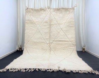 Handmade White Berber Rug, Custom Moroccan Beni Ourain Rug