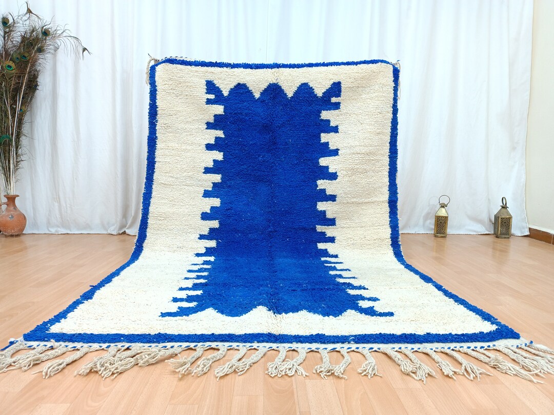 Blue Arabic Rug Wool Moroccan Rug, Royal Blue Abstract Berber Carpet - Etsy