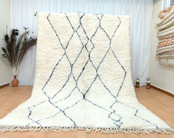 Modern style handmade knotted beni ourain rug, 100% berber moroccan custom rug, white modern rug for living room, personalized home carpet