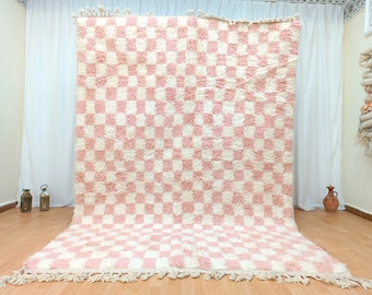 Checkered Pink rug, Handmade custom rug, Pink and White rug, Moroccan Rug, handmade rug, Rug For Home, custom rug, Baby Gift Carpet