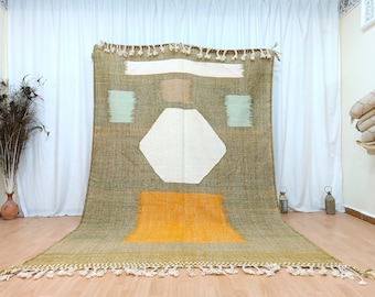 Kelim Teppich flach, Marokkanischer Kelim Teppich flach, Berber Teppich flach, Handgefertigter Teppich, Flachgewebe Teppich für Wohnzimmer, Schlafzimmer Traditioneller Teppich