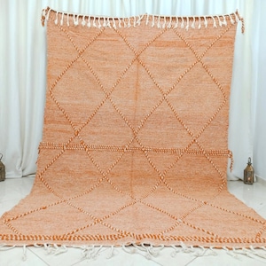 Large Moroccan Rug, Handmade Custom Rug, Orange Flat Woven Rug, Modern Rug For Living Room, Kilim Summer Carpet, Handgefertigter Teppich