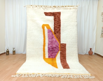 white custom rug, moroccan handmade rug, custom beniourain rug, moroccan rug, tapis blanc, custom size carpet, white rug for living room