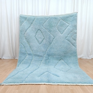 Tufted Blue Rug, 4x6 Moroccan Handmade Rug, Abstract Rug, Berber Bohemian Carpet, Blue Rug For Home Decor, Handknotted Area Rug