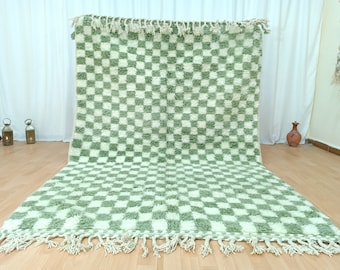 moroccan checkered rug, checkered morrocan rug, green moroccan rug, checkered moroccan carpet, green checkered rug, white and green rug