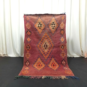 Vintage Moroccan Rug, 3x6 Purple Moroccan Rug, Handmade Rug, Morocco Authentic Rug, Wool Berber Rug, Marokkanischer Teppich