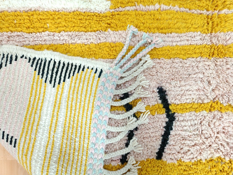 Area Handmade rug, Morrocan rug, Beniourain rug for living room, Handmade Wool rug, Custom moroccan rug, Berber Carpet, Pink and Yellow rug image 8