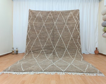 Alfombra tribal bereber Beni Ourain beige hecha a mano
