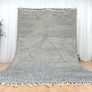 Weiß Schwarzer Teppich, Handgewebter Teppich, Marokkanischer Teppich flach, Handgewebter Teppich, Flachgewebe Teppich, Shabby Chic
