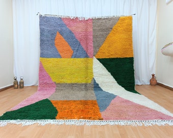 Alfombra Colorida Marroquí, Alfombra Hecha A Mano, Alfombra Personalizada, Alfombra Beni Ourain, Alfombra Bereber Tribal, Alfombra Auténtica, Tapis Marocain, Boho Teppich