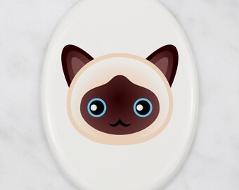 Abyssinian Tombstone Plaque with Graphics Ceramic plate with Graphics of a Cat Memorial Plaque