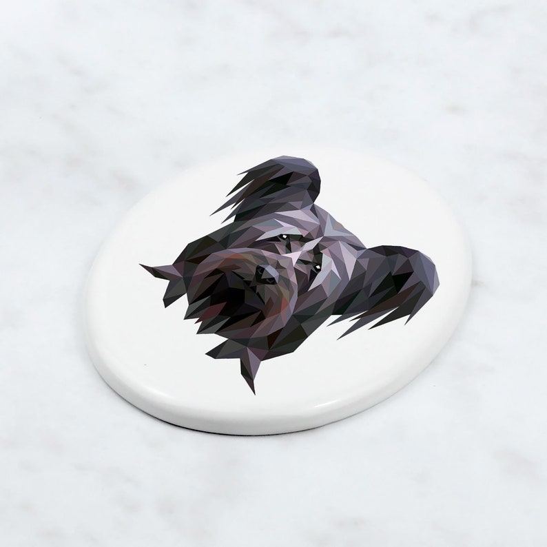 Ceramic plate with Geometric Dog Skye Terrier Tombstone Plaque with a Graphics Memorial Plaque