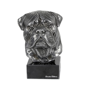 Bullmastiff Statue, Silver Cold Cast Bronze Sculpture, Marble Base, Home and Office Decor, Dog Trophy, Dog Figurine, Dog Memorial