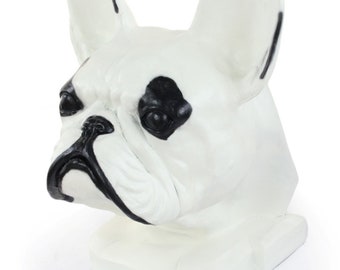French Bulldog White Urn, Hand-Painted Resin Statue, Memorial Pet Ashes Home Garden