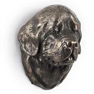 Newfoundland Hanging Statue, Cold Cast Bronze Sculpture, Hanging dog bust, Home and Office Decor, Dog Trophy, Dog Figurine, Dog Memorial