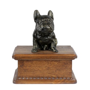 Französische Bulldogge Urne für Hundeasche, Personalisiertes Denkmal mit Statue, Urne mit Skulptur, Urne für Hundeasche