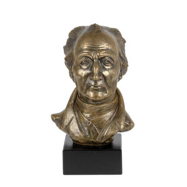 Johann Wolfgang von Goethe Statue, Bronzeskulptur aus Kaltguss, Marmorsockel, Wohn- und Bürodekor, Trophäe, Statuette