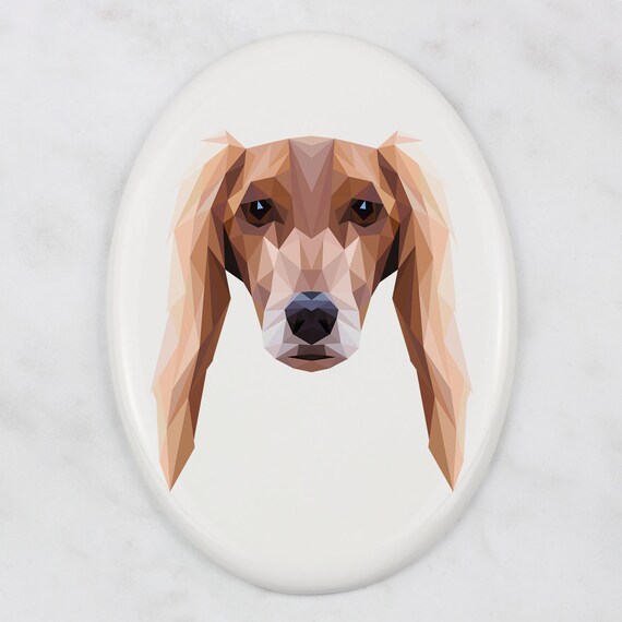 Saluki Tombstone Plaque With a Graphics, Ceramic Plate With