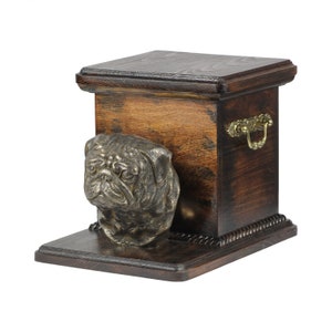 Pug Urn for Dog Ashes, Memorial with Statue, Urn with Standing Statuette
