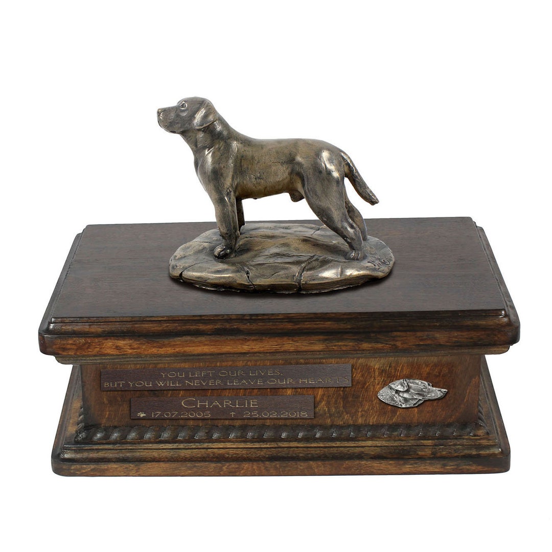 Labrador Retriever Urn for Dog Ashes, Urn With Name, Dates and Quote