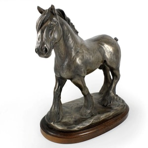 Shire Horse Statue, Cold Cast Bronze Sculpture, Wooden Base, Home and Office Decor, Horse Trophy, Horse Figurine, Horse Memorial