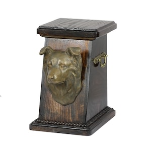 Urna Border Collie para Cinzas de Cachorro, Memorial com Estátua, Urna com Estatueta