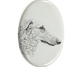 Borzoi Tombstone Plaque with a Photo of a Dog, Ceramic plate with Your Dog's Photo, Custom Memorial Plaque