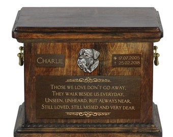 Dog de Bordeaux Urn for Dog Ashes, Personalized Memorial with Relief, Pet’s Name and Quote