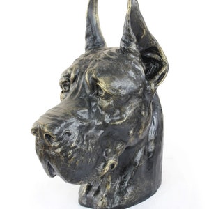 Great Dane cropped Urn for Dog Ashes, Big Head Statue, Resin Sculpture, Home and Garden Memorial