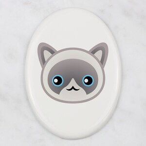 Abyssinian Tombstone Plaque with Graphics Ceramic plate with Graphics of a Cat Memorial Plaque