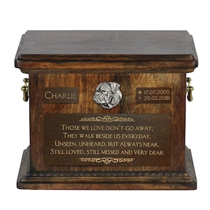 American Bulldog Urn for Dog Ashes, Mémorial personnalisé avec relief, nom et citation de l’animal de compagnie